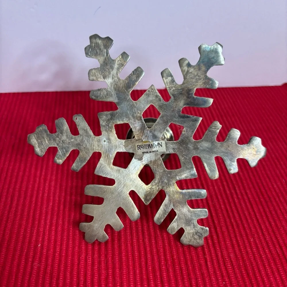 Restoration HardwareSilver Plated Snowflake Candle Holder Made in India